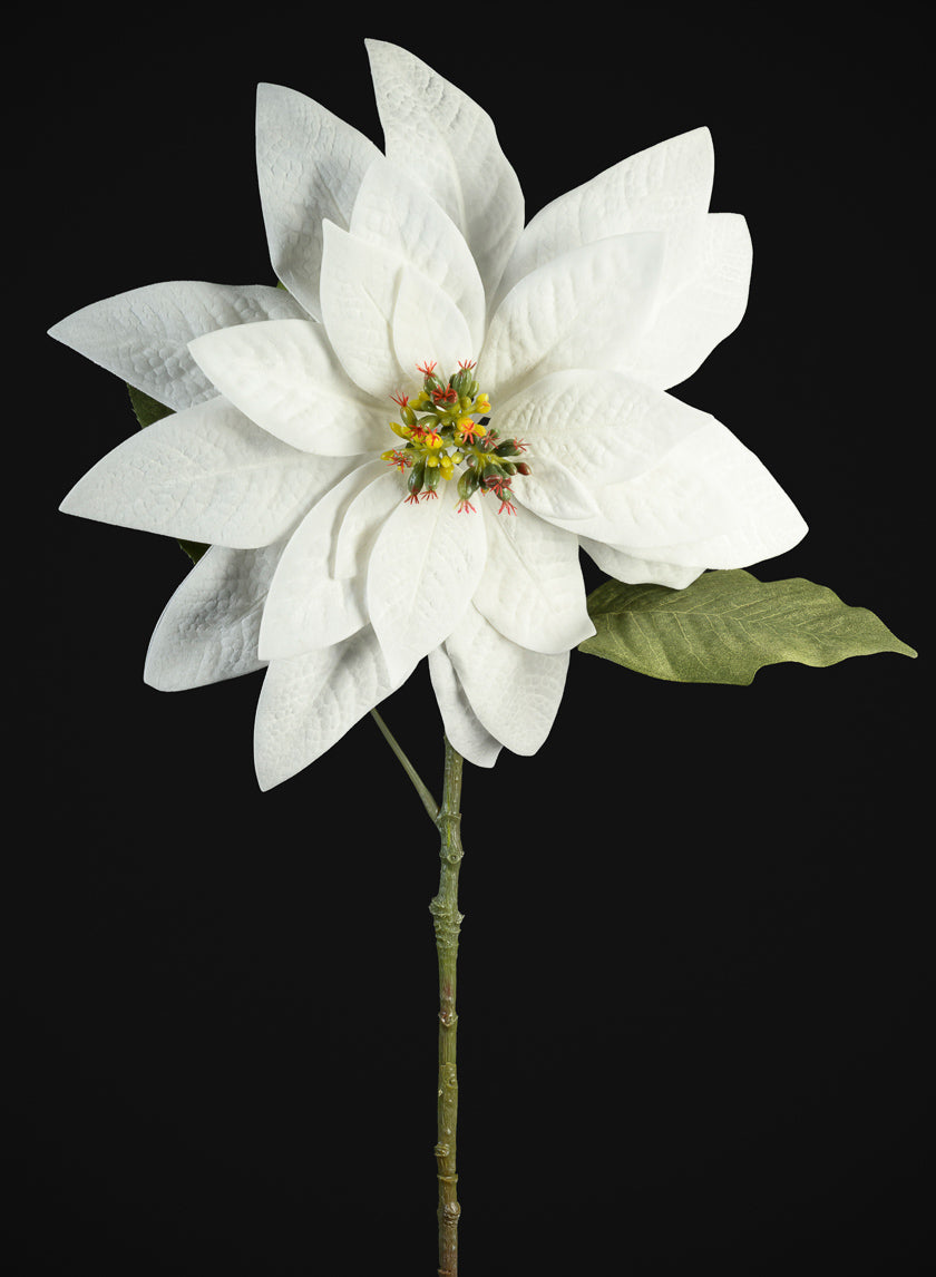 29in Long Real Touch Real Look White Poinsettia Stem
