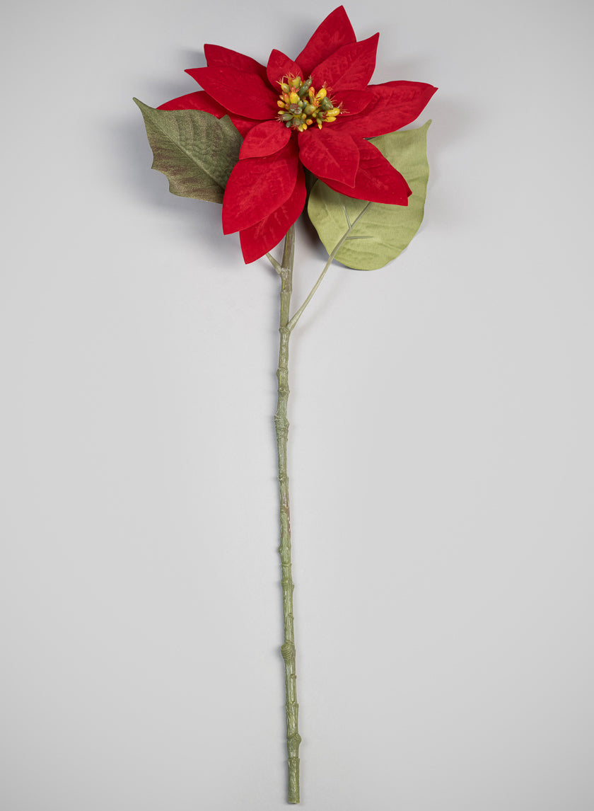 24in Real Touch Real Look Red Poinsettia Stem