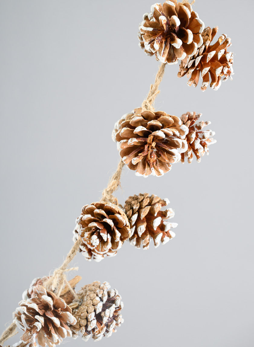 6ft Long White Tips Pinecones Garland Decor Jamali-garden