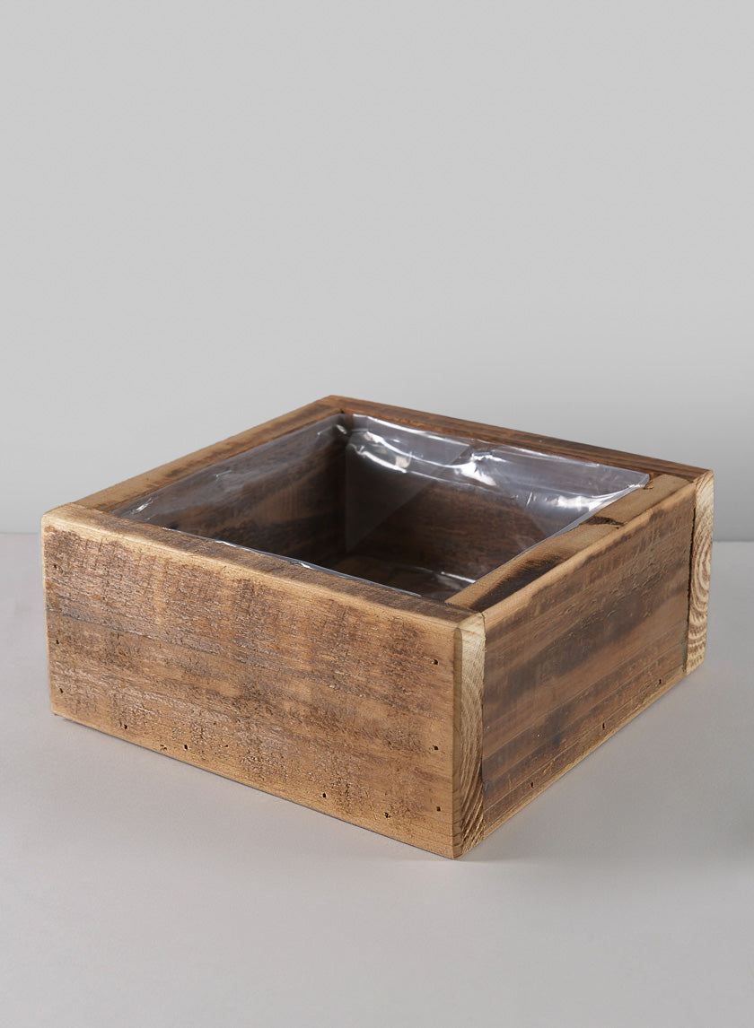 8in Long Burnt Wood Low Flower Box Decor Jamali-garden