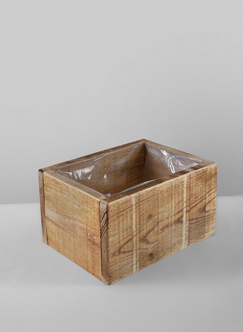 10in Long Raw Wood Deep Flower Box Decor Jamali-garden