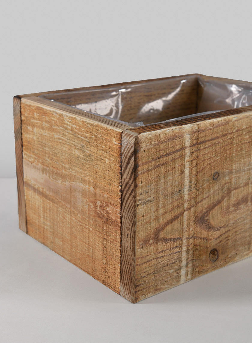 10in Long Raw Wood Deep Flower Box Decor Jamali-garden