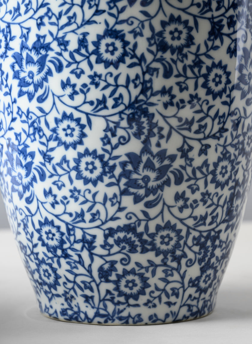 11in Tall Qing Dynasty Blue Floral Ceramic Vase Decor Jamali-garden