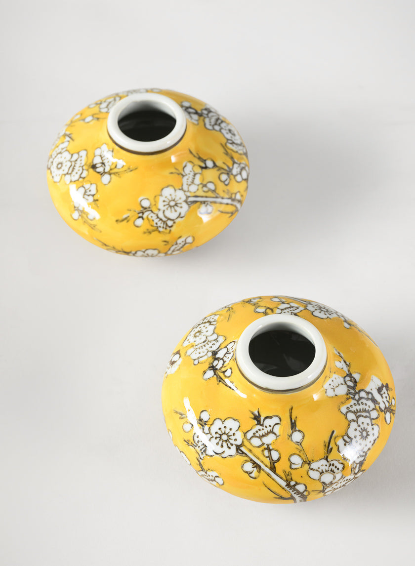 4in Wide Ming Safron Bud Ceramic Vase, Set of 2 Decor Jamali-garden