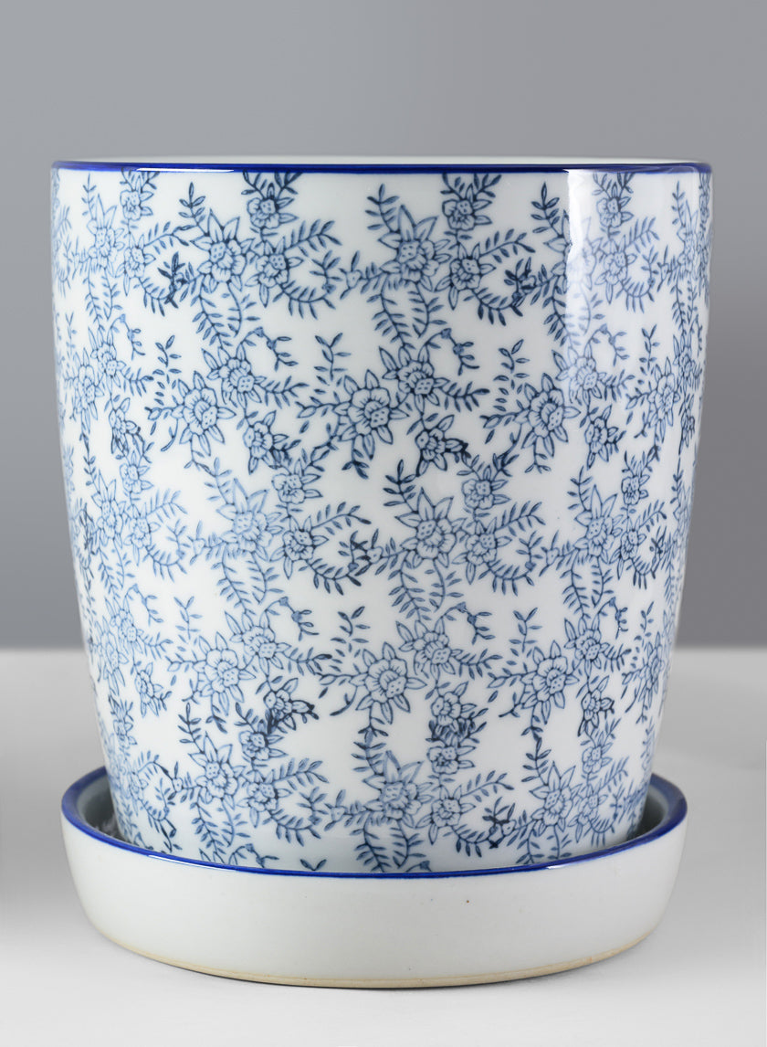 8in Tall Provence Ceramic Planter with Saucer Decor Jamali-garden