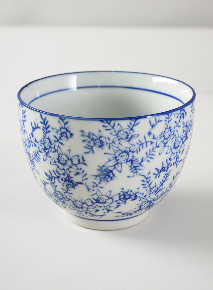 3.25in Tall Qing Dynasty Blue Floral Ceramic Bowls, Set of 2 Decor Jamali-garden
