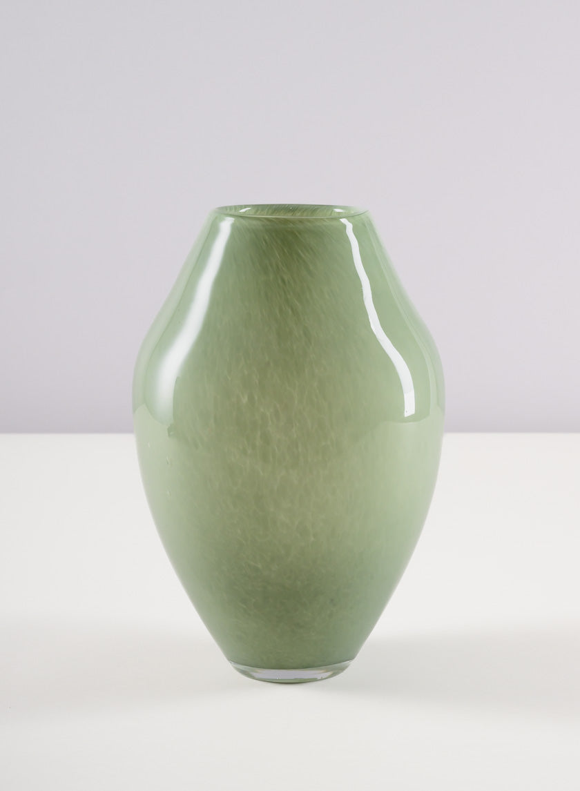 10in Tall Lucerne Jade Green Hand Blown Glass Vase Decor Jamali-garden