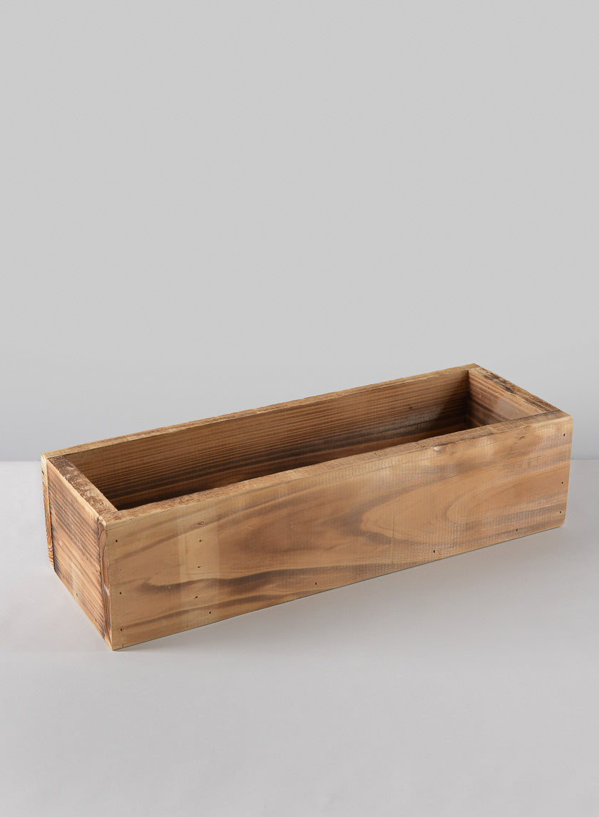 15.75in Long Burnt Wood Flower Box Decor Jamali-garden