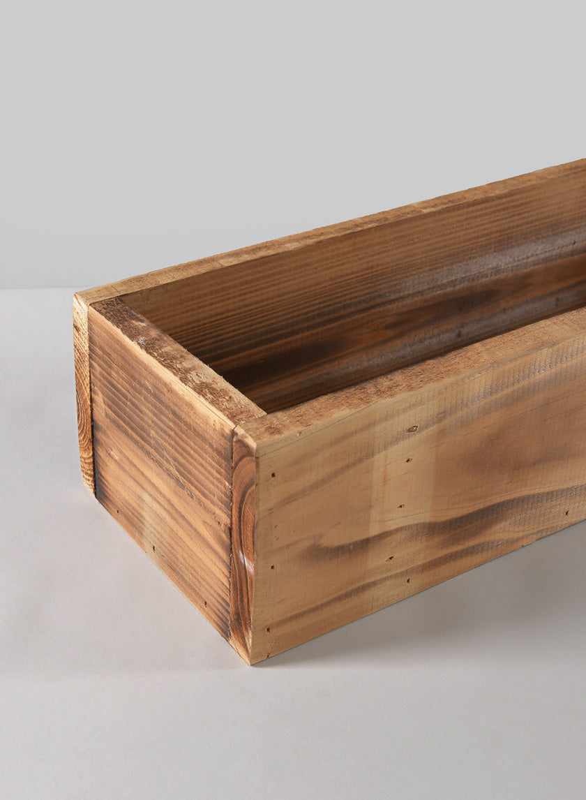 15.75in Long Burnt Wood Flower Box Decor Jamali-garden