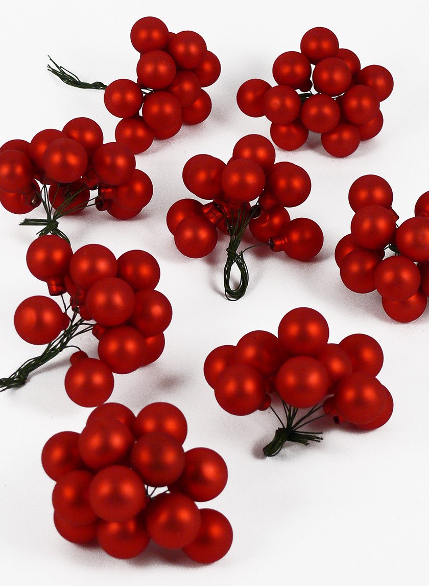 1in Round Matte Red Glass Balls on Picks (25mm) Decor Jamali-garden