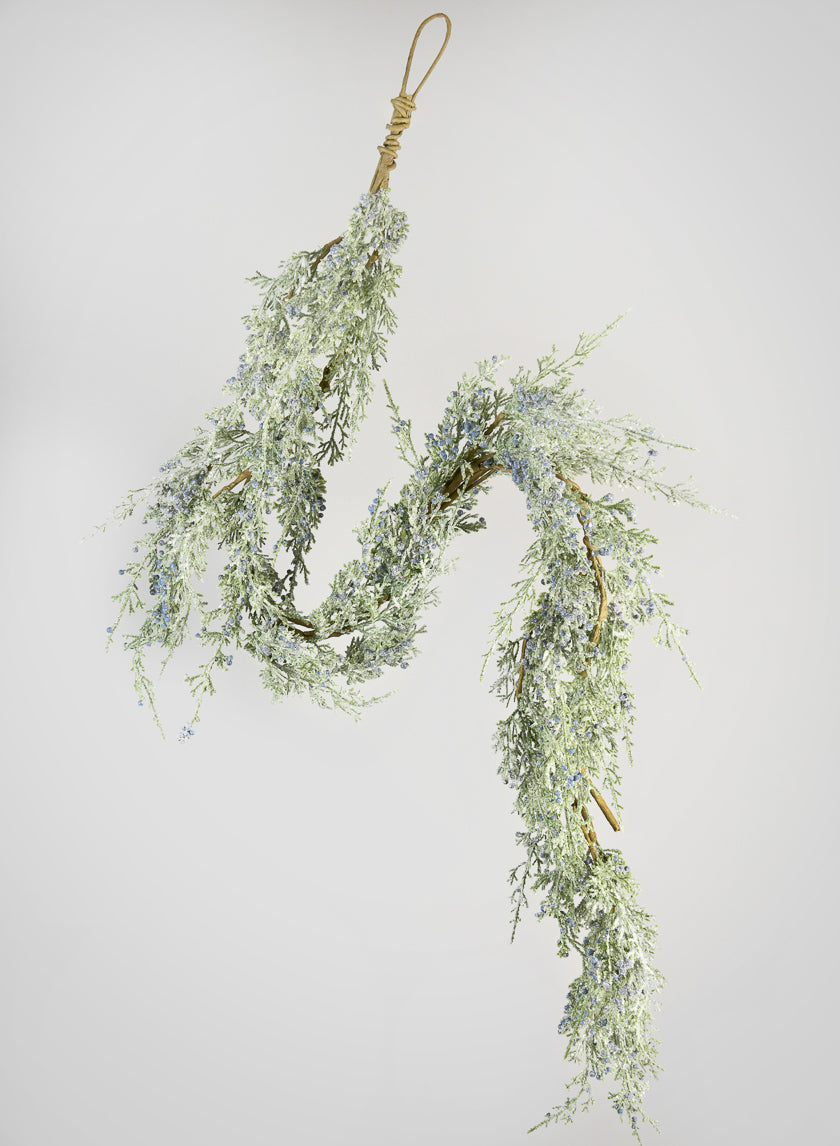 60in Long Iced Blue Berry Pine Garland Decor Jamali-garden