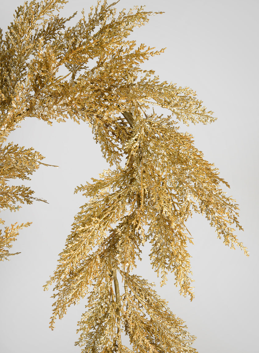 65in Long Gold Glitter Cedar Garland Decor Jamali-garden