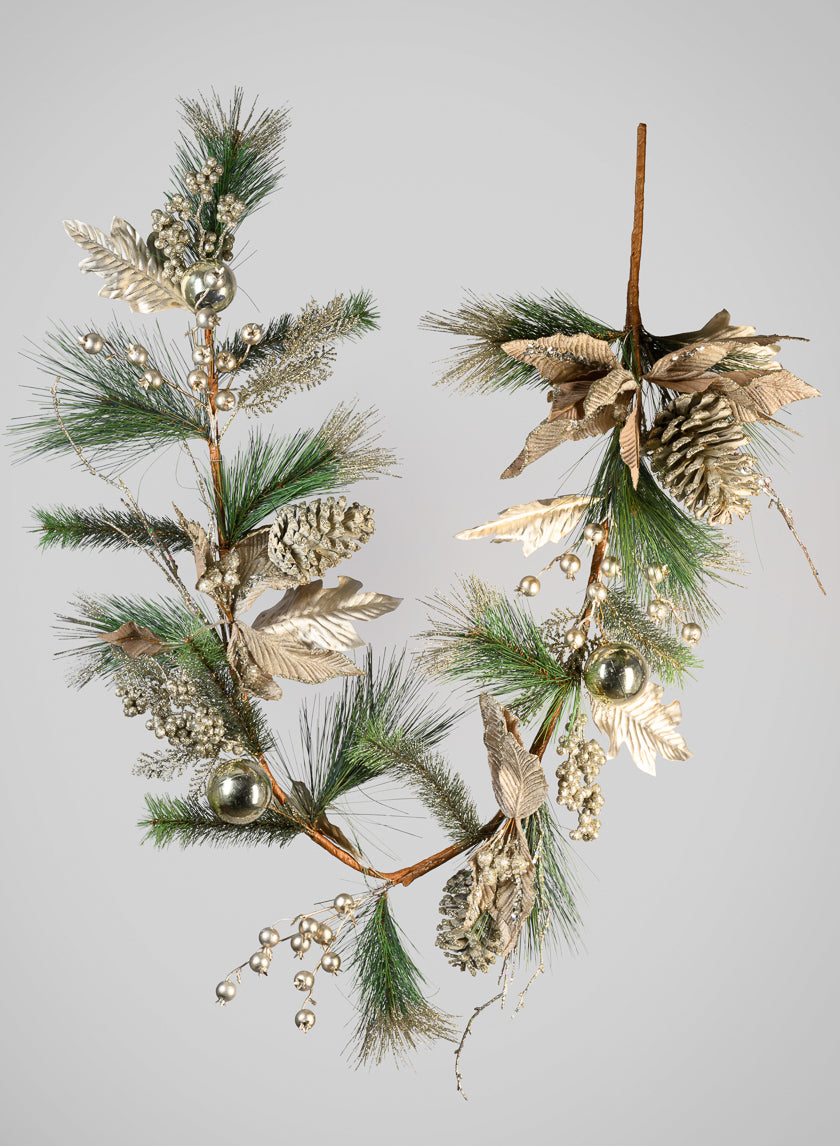 60in Long Poinsettia Garland Decor Jamali-garden