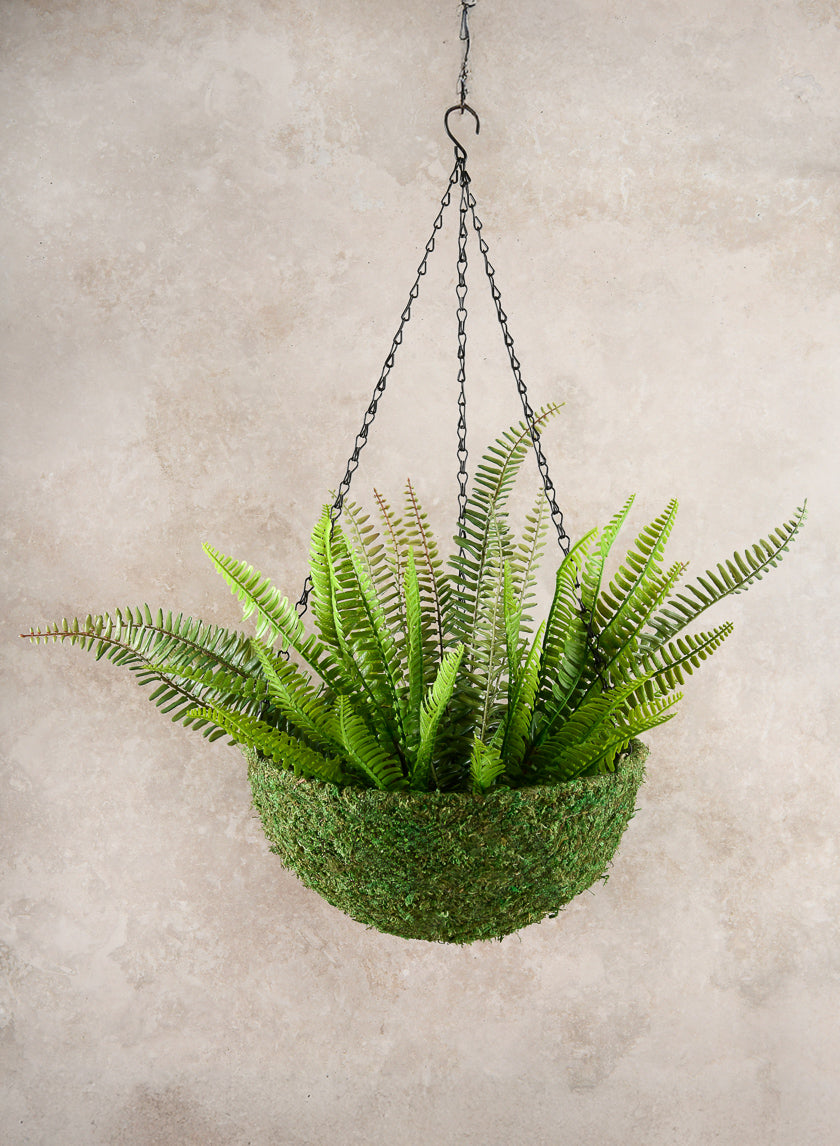 12in Wide Green Moss Basket Decor Jamali-garden