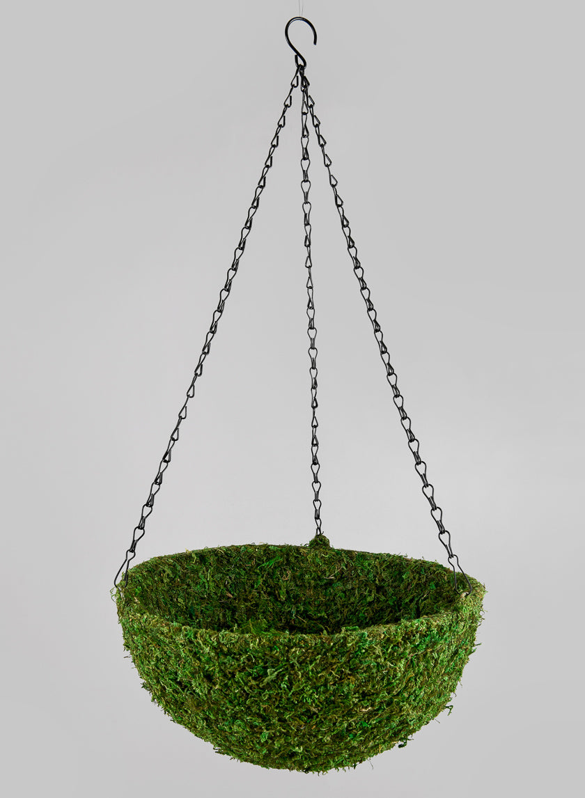 12in Wide Green Moss Basket Decor Jamali-garden