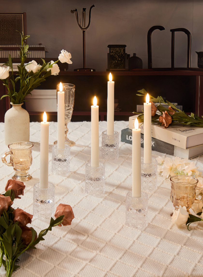 9in Tall White Taper Candles with Remote, Set of 6 Decor Jamali-garden