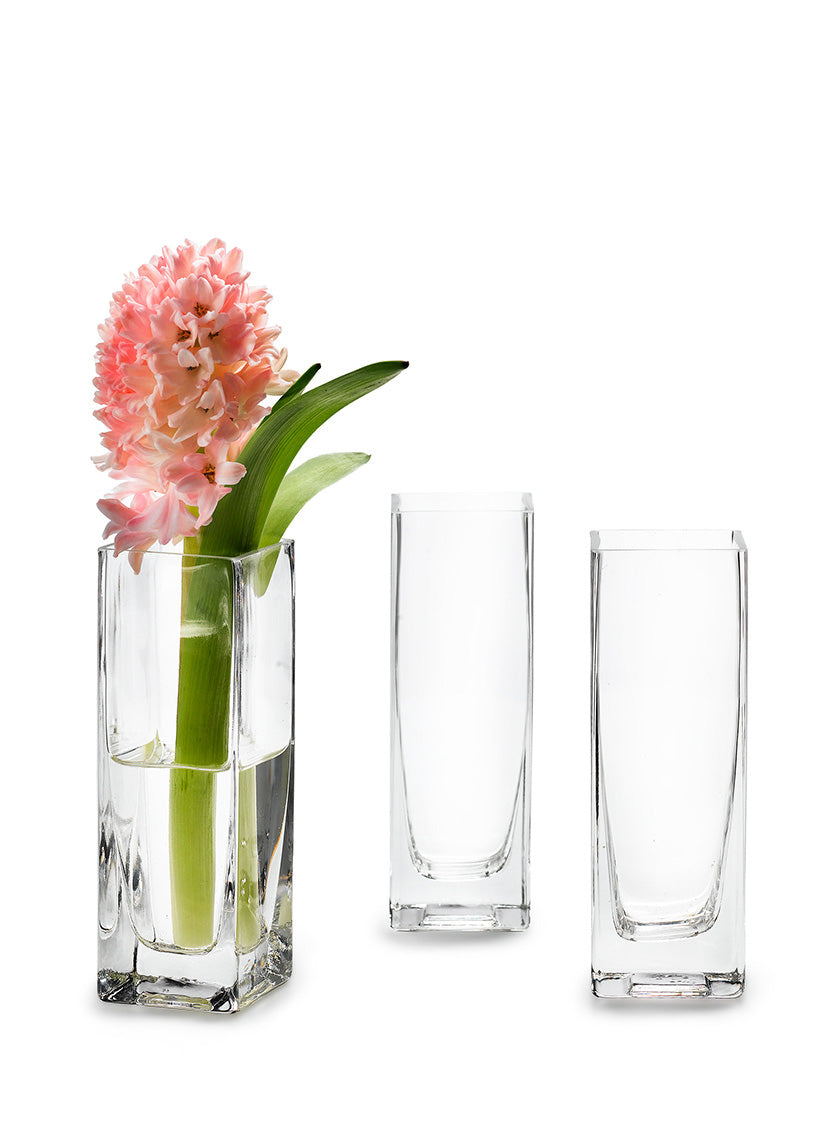 6in Tall Square Glass Vase Decor Jamali-garden