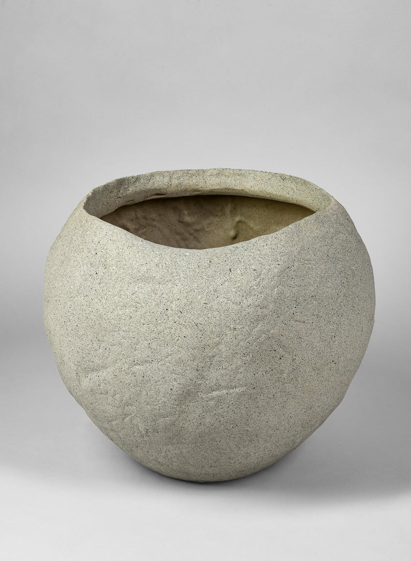 13in Tall Shirak Poly-Stone Sand Beige Planter Decor Jamali-garden