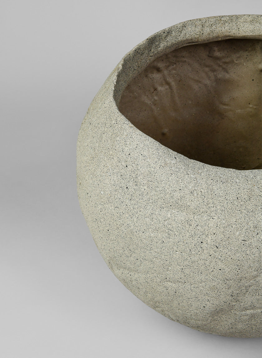 13in Tall Shirak Poly-Stone Sand Beige Planter Decor Jamali-garden