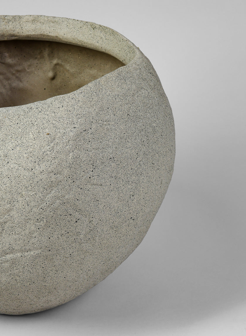 13in Tall Shirak Poly-Stone Sand Beige Planter Decor Jamali-garden