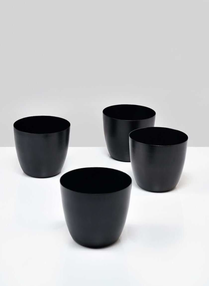 3.5in Tall Black Elegance Cachepot, Set of 4 Decor Jamali-garden
