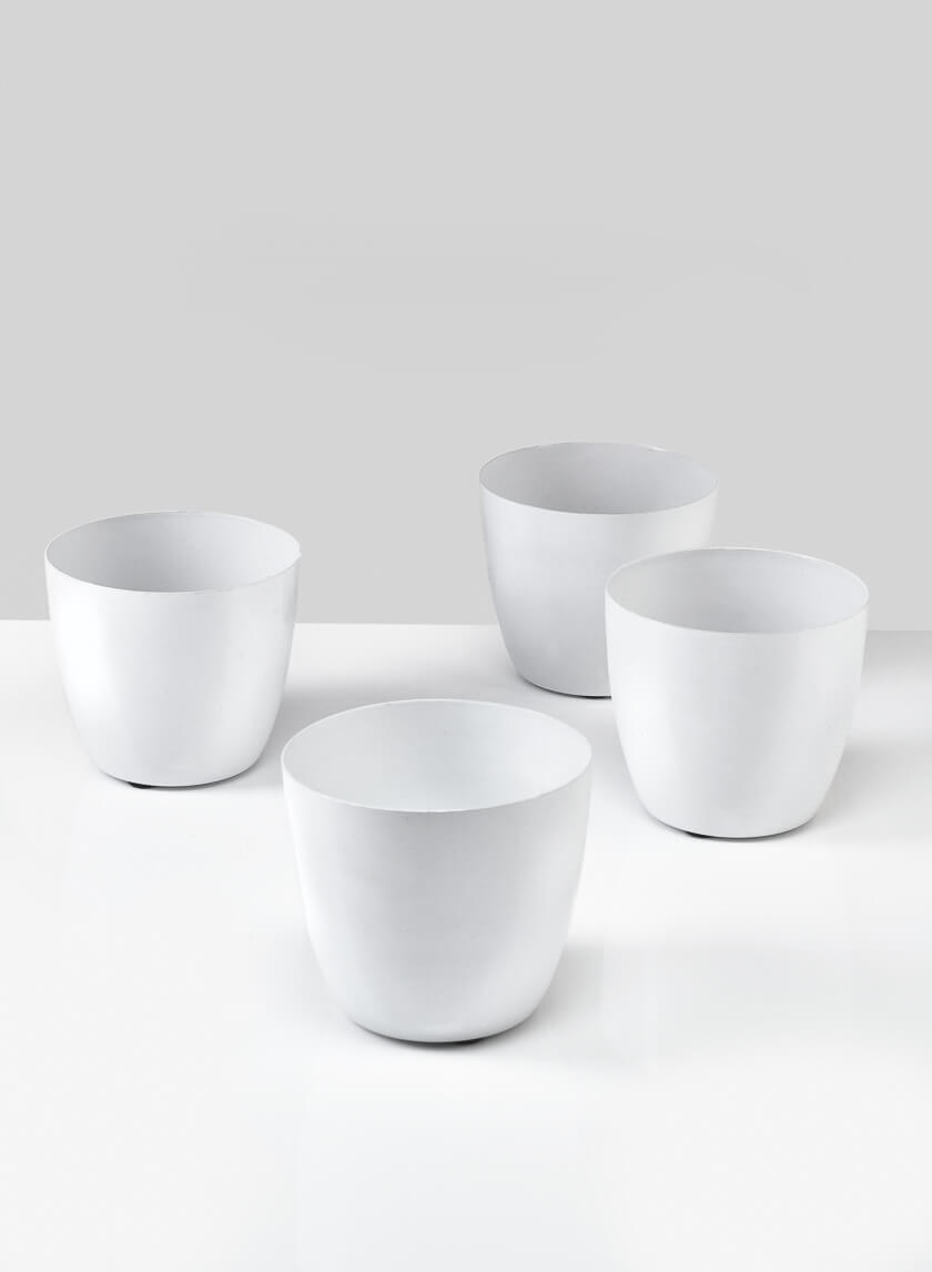 3.5in Tall White Elegance Cachepot, Set of 4 Decor Jamali-garden