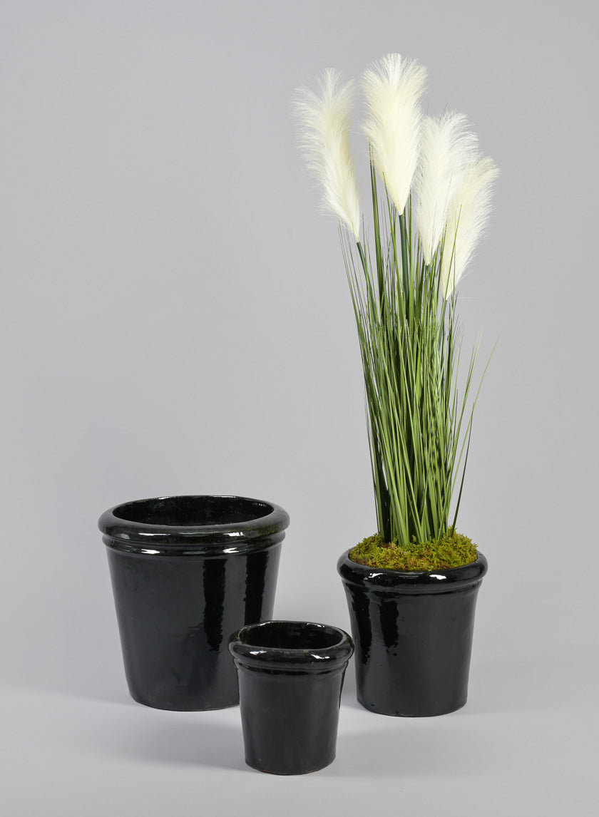 Rolled Rim Clay &amp; Ceramic Planter, Mesquite Black Decor Jamali-garden