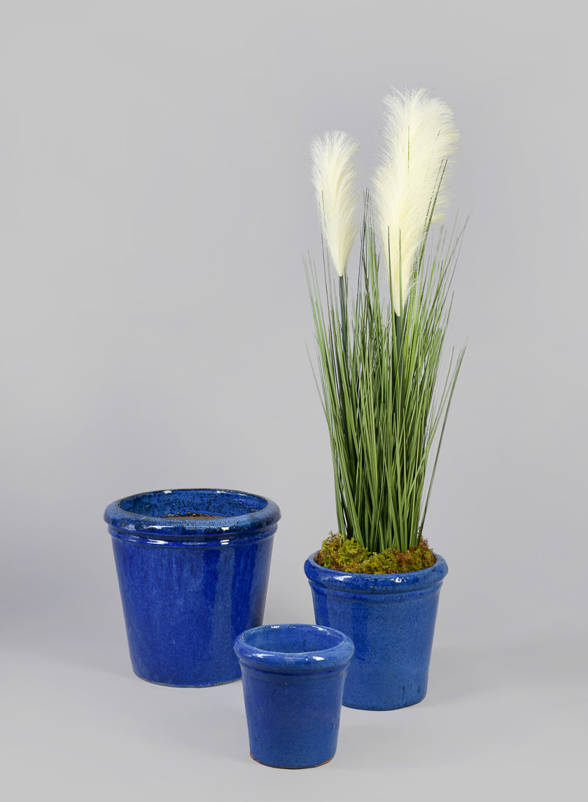 7in Rolled Rim Planter, Santorini Blue Decor Jamali-garden