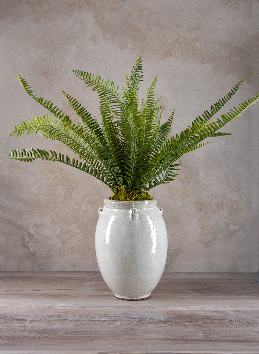 Jakarta Clay &amp; Ceramic Urn Planters, Cloud White Decor Jamali-garden