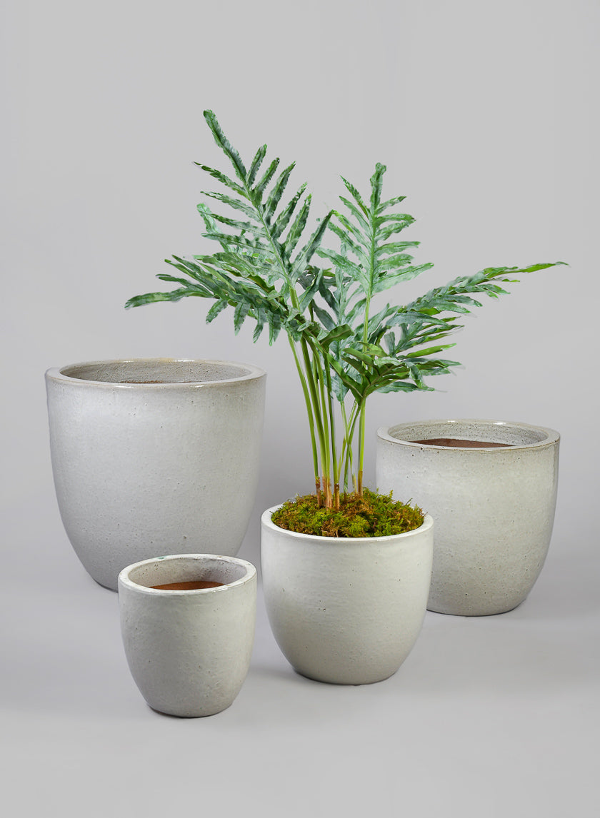 Belize Egg Clay &amp; Ceramic Planter, Cloud White Decor Jamali-garden