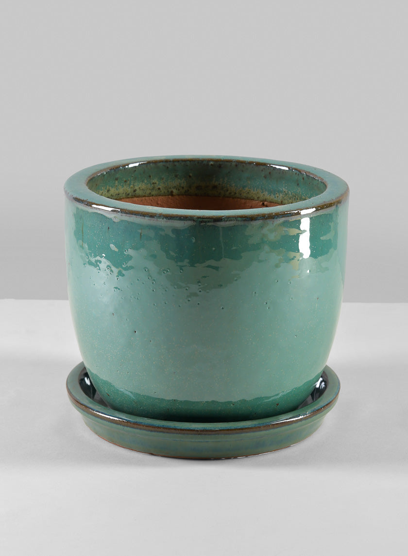 Laos Teal Glazed Planter Decor Jamali-garden 7in Tall EACH