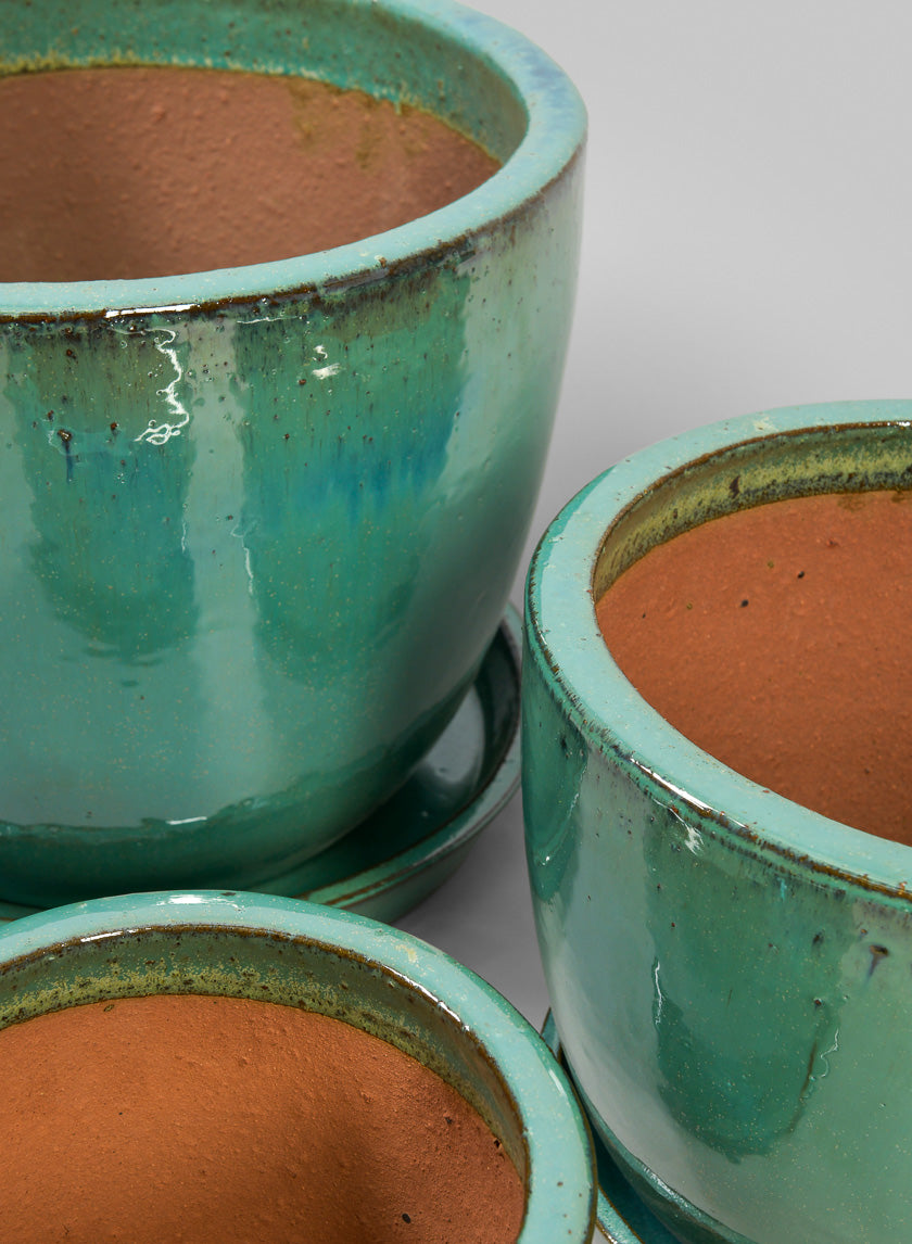 Laos Teal Glazed Planter Decor Jamali-garden