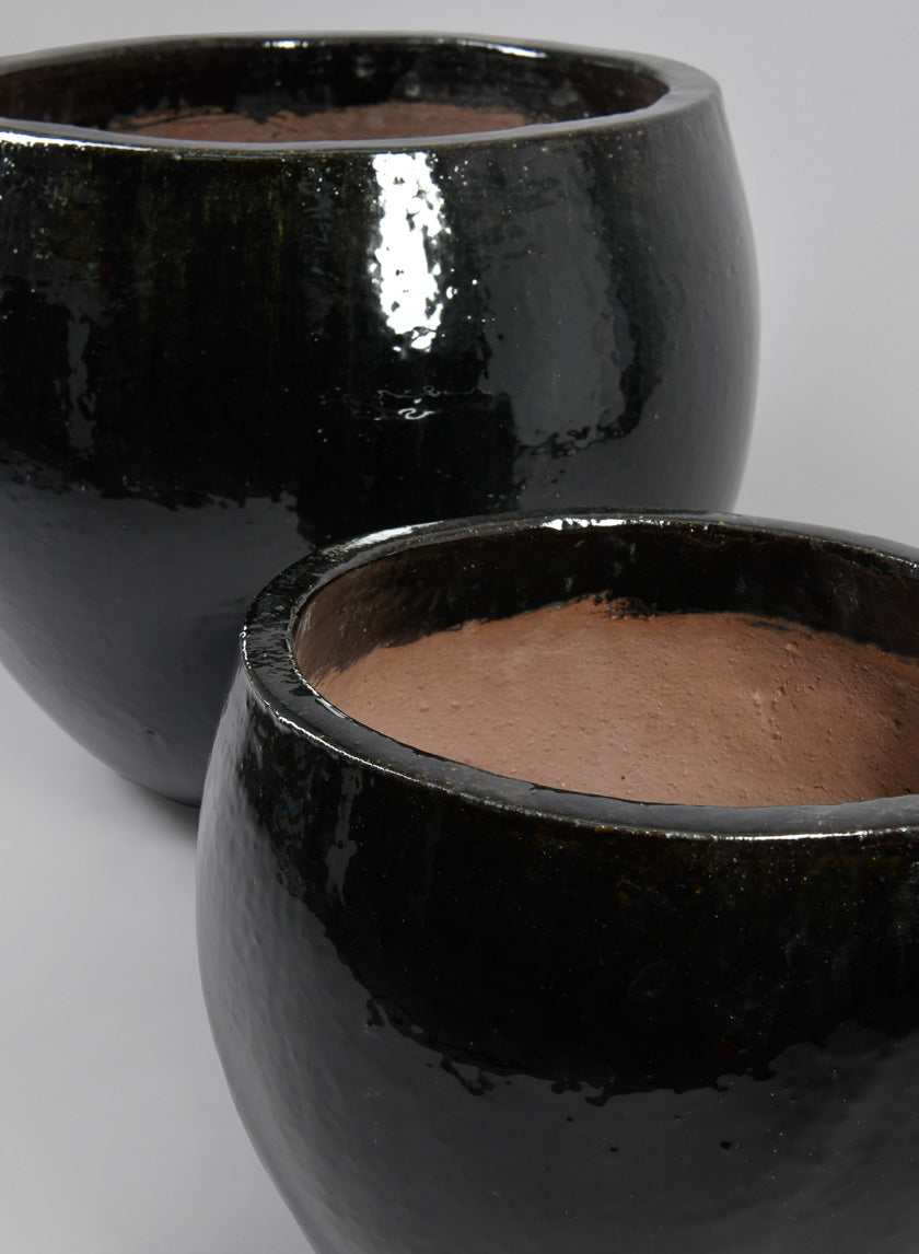 Grand Bowl Clay &amp; Ceramic Planter, Mesquite Black Decor Jamali-garden