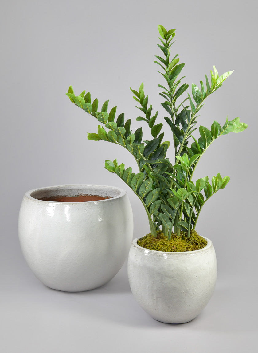 Grand Bowl Clay &amp; Ceramic Planter, Cloud White Decor Jamali-garden