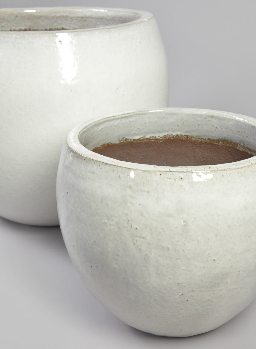 Grand Bowl Clay &amp; Ceramic Planter, Cloud White Decor Jamali-garden