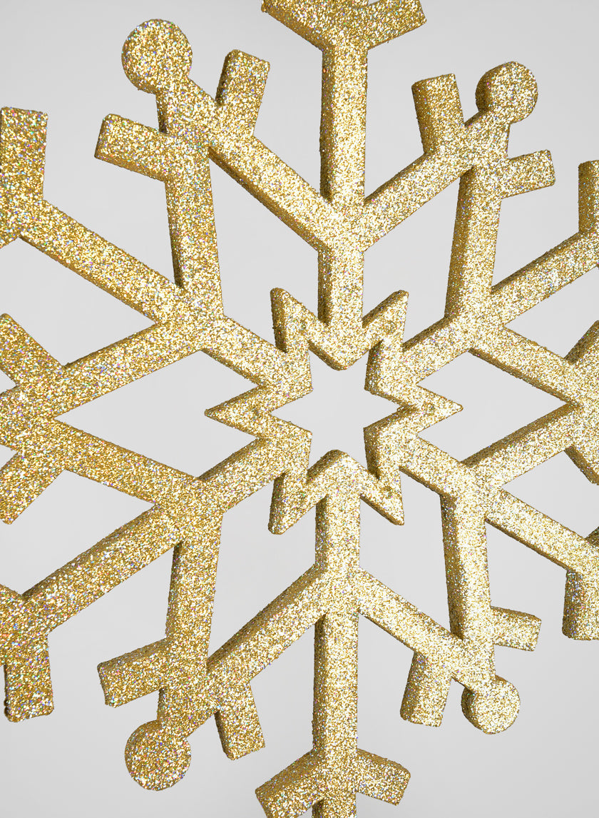 32in Long Giant Gold Glitter Snowflake Ornament Decor Jamali-garden