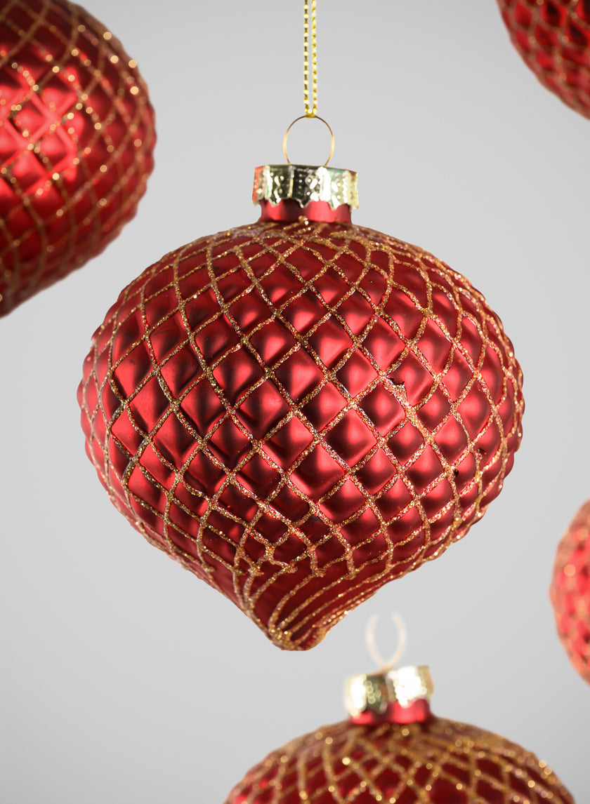 3in Wide Gilded Gold Red Onion Glass Ornament, Set of 6 Decor Jamali-garden
