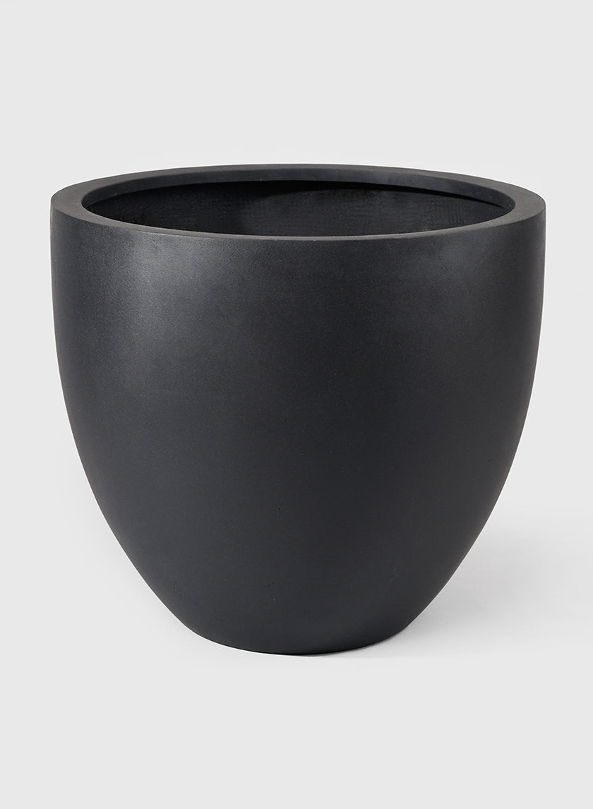 18in Tall Morelia Round Black Fiberstone Pot Decor Jamali-garden