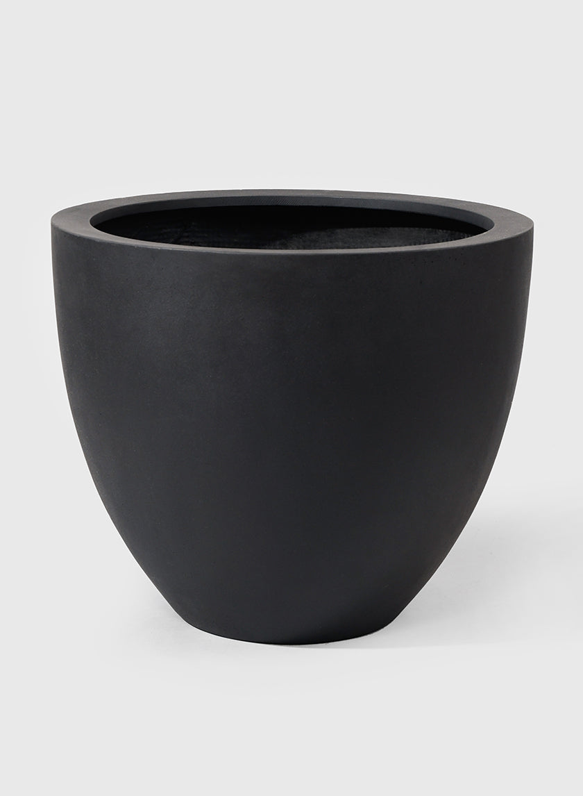 15in Tall Morelia Round Black Fiberstone Pot Decor Jamali-garden