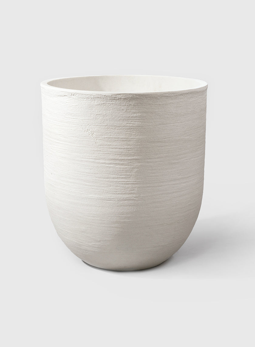 18 1/4in Tall Tulum Sand Fiber Round White Pot Decor Jamali-garden