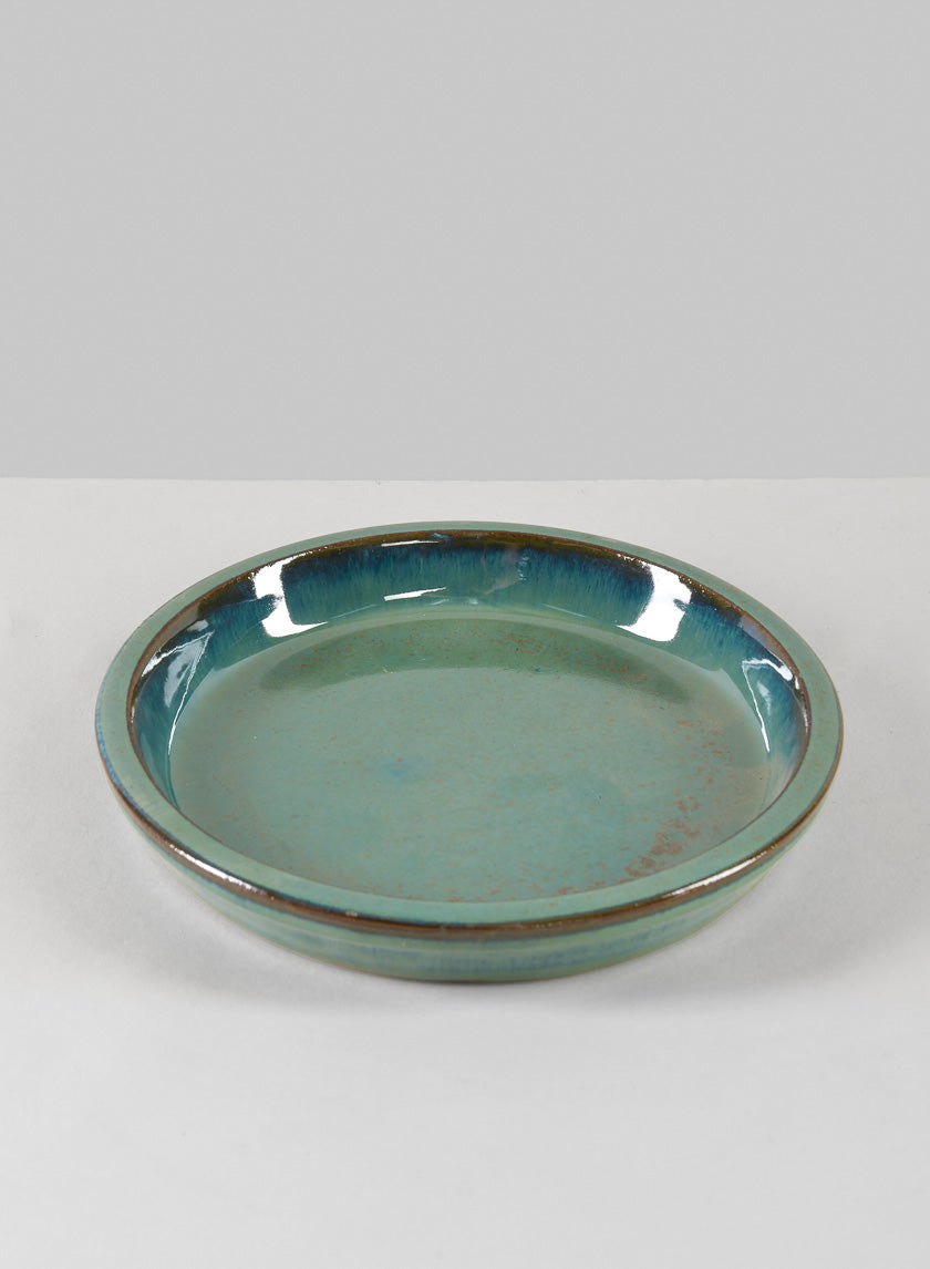Laos Teal Glazed Clay &amp; Ceramic Saucer Decor Jamali-garden 8in Wide EACH