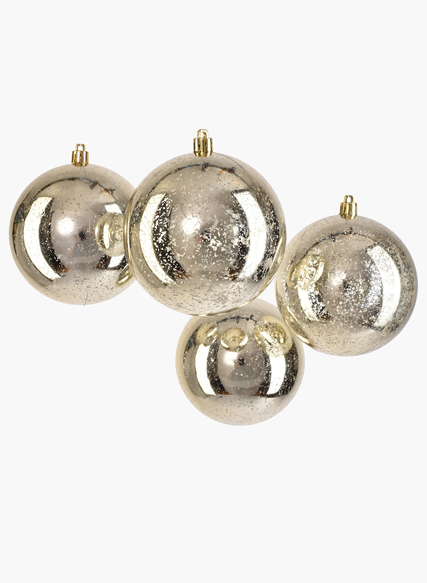 4in Round Champagne Mercury Glass Plastic Ornament Ball Decor Jamali-garden