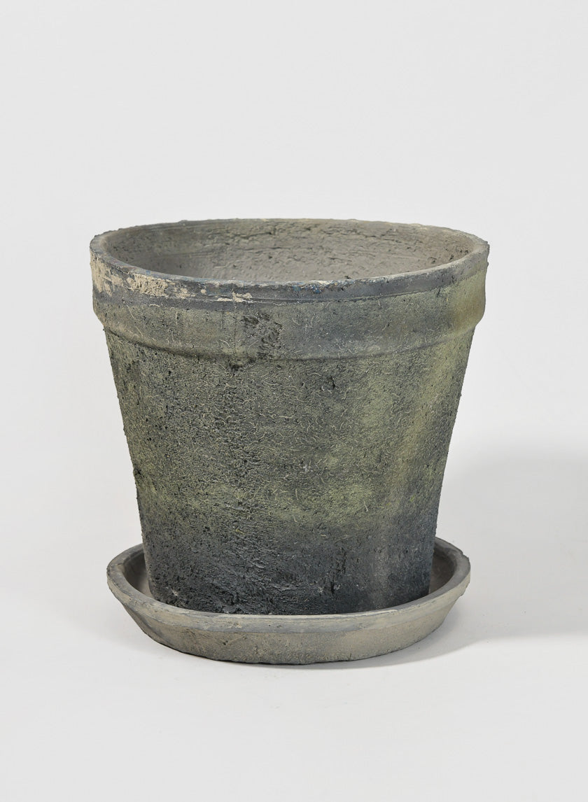 Mossed Blackstone Wide Rim Pot and Saucer Decor Jamali-garden