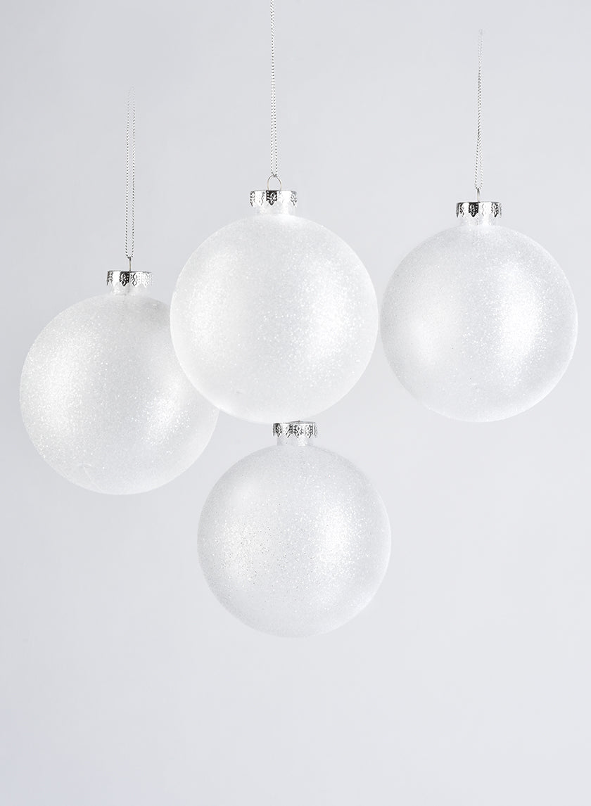 4in Round Sugary Frost Plastic Ornament Ball Decor Jamali-garden