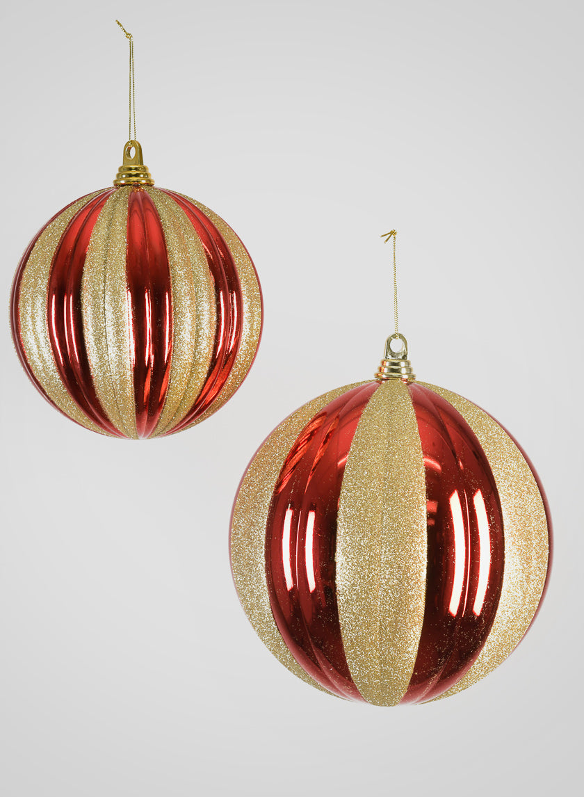 Red and Gold Stripped Giant Plastic Ball Ornament Decor Jamali-garden