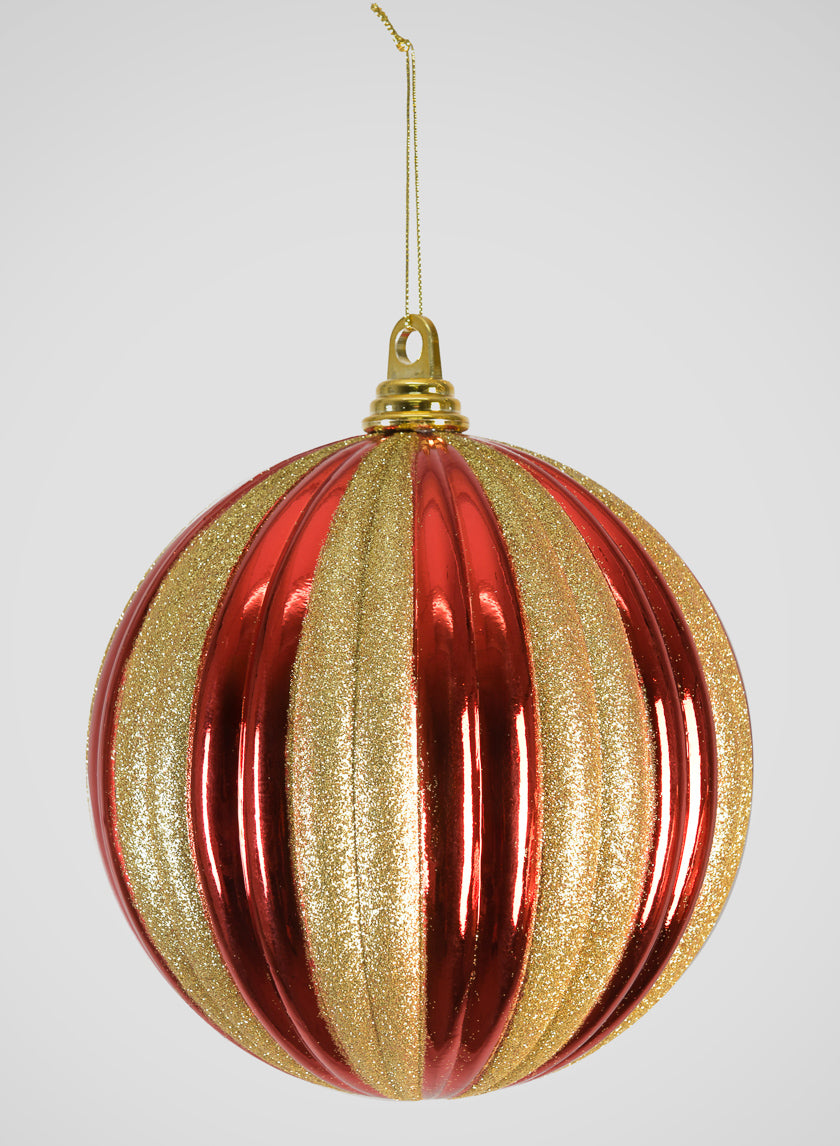 Red and Gold Stripped Giant Plastic Ball Ornament Decor Jamali-garden
