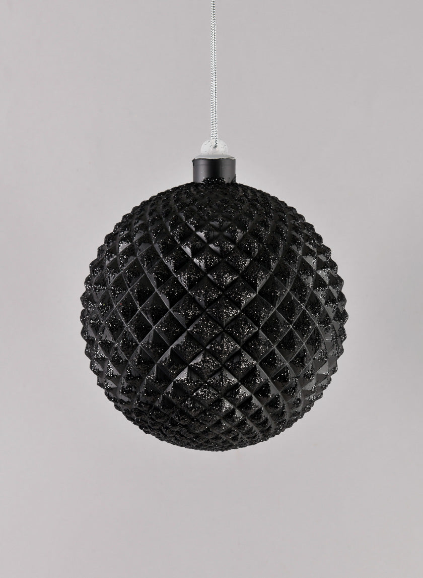 5in Round Glitter Spike Black Ornament Decor Jamali-garden