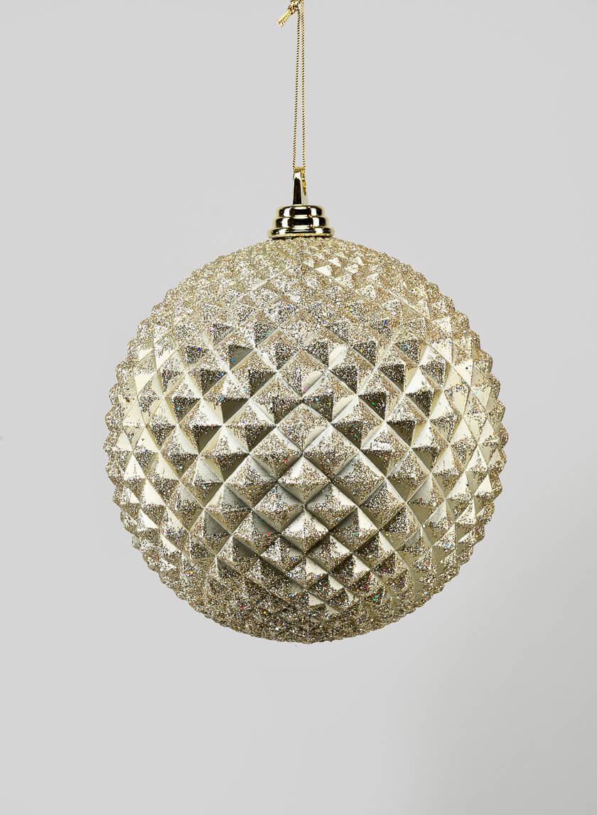 8in Round Champagne Glitter Durian Ball Ornament Decor Jamali-garden
