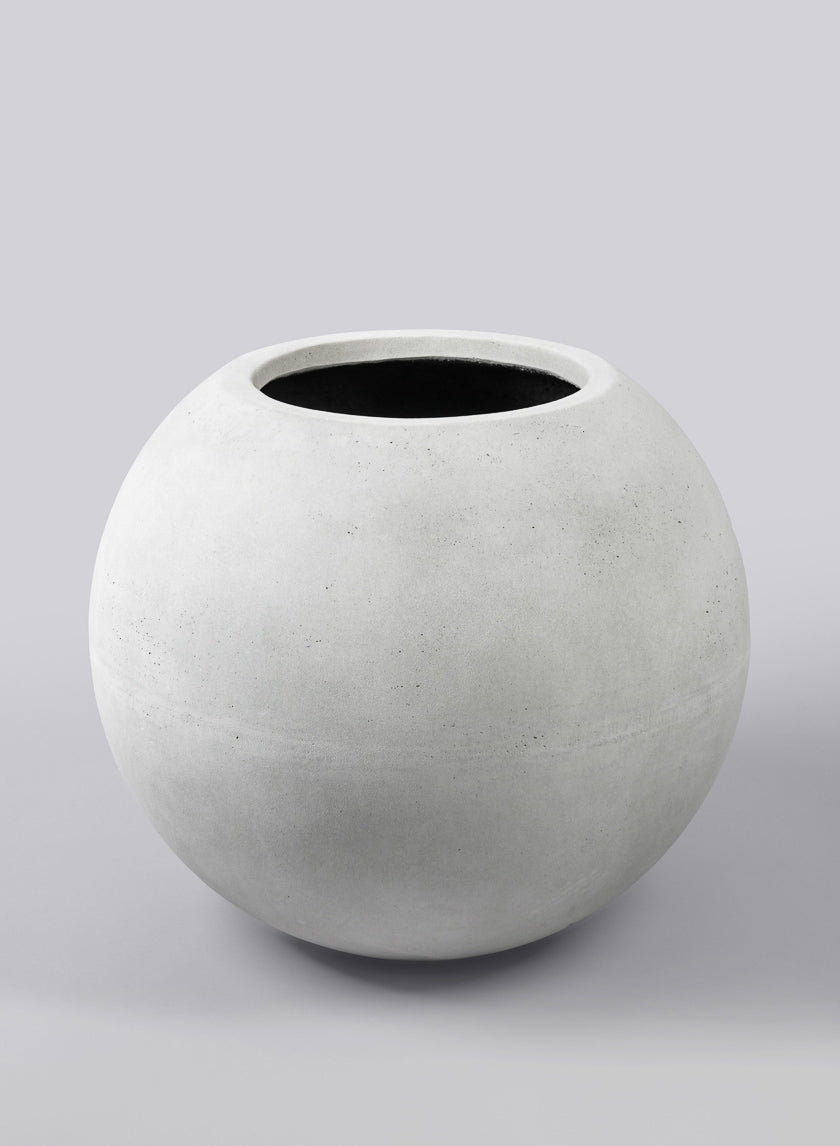 20in Wide Rivera Lava Concrete Bone White Bowl Planter Decor Jamali-garden