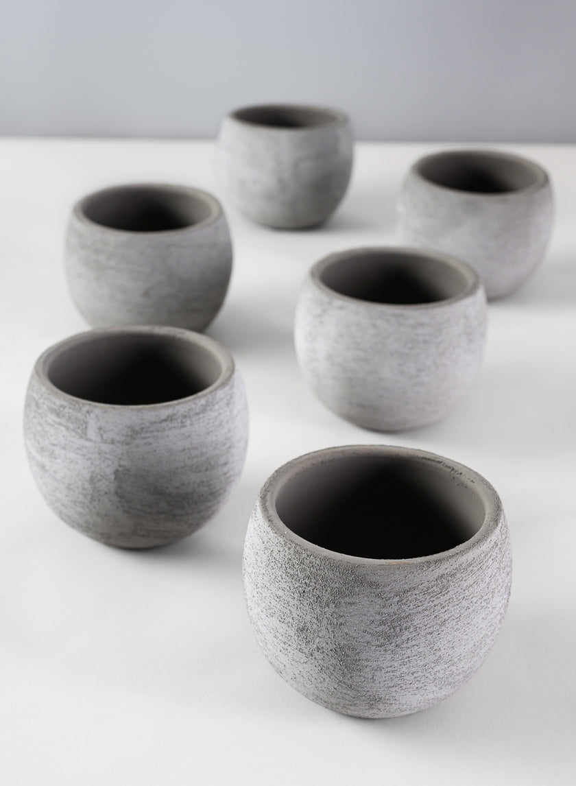 3in Tall Iquitos Venetian Grey Ceramic Mini Pot, Set of 6 Decor Jamali-garden